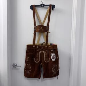 Men Oktoberfest Lederhosen- Authentic Bavarian Lederhosen-Suede Leather Trousers
